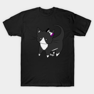 Ace Pride Tuxedo Kitty Ear Bow T-Shirt